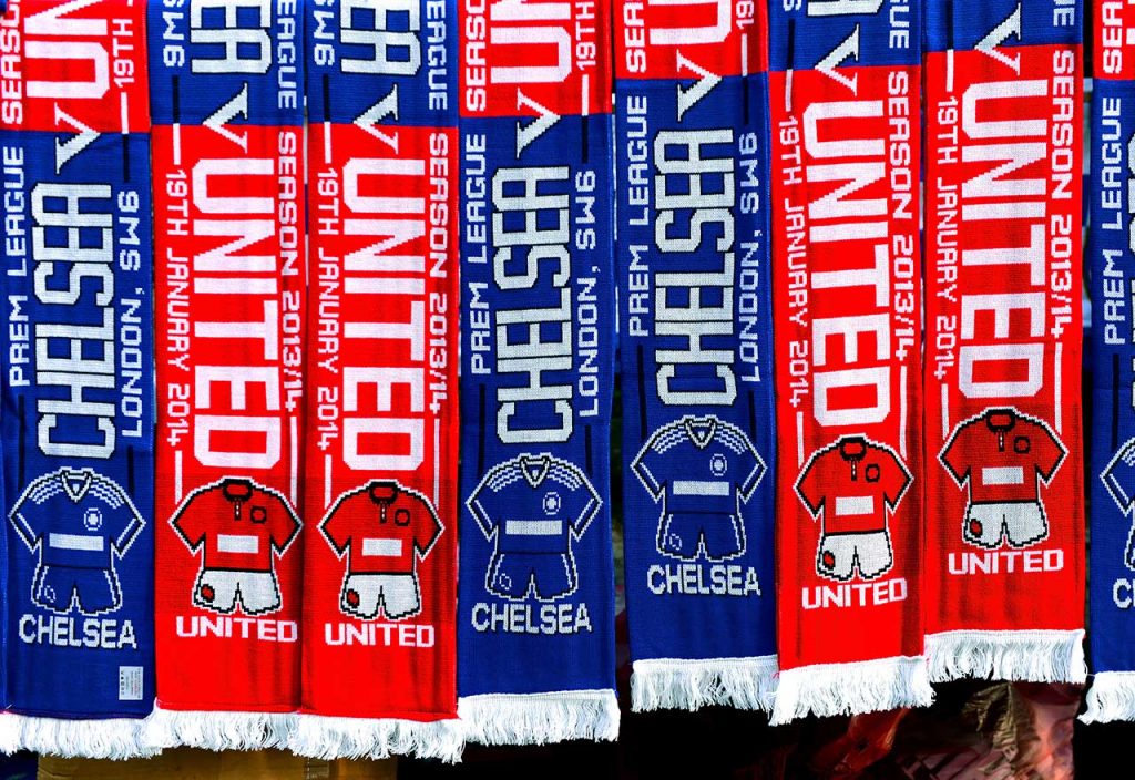 chelsea v man utd scarves