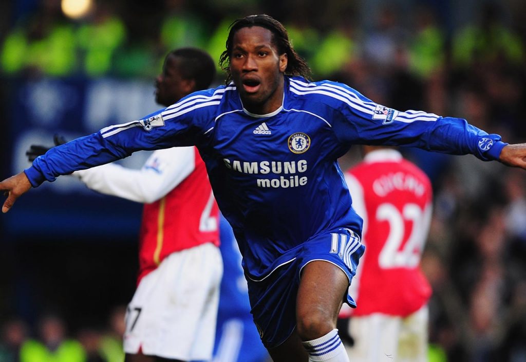 Drogba scores against Arsenal
