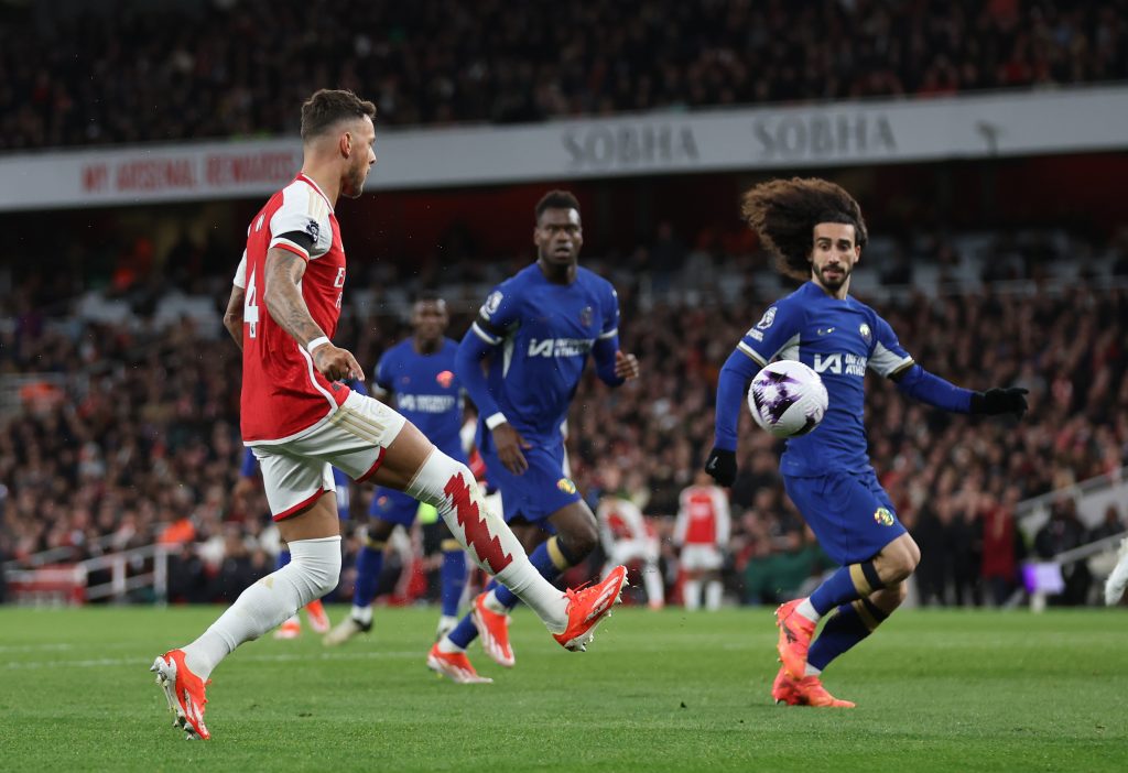 Marc Cucurella and Benoit Badiashile cannot stop Ben White scoring for Arsenal
