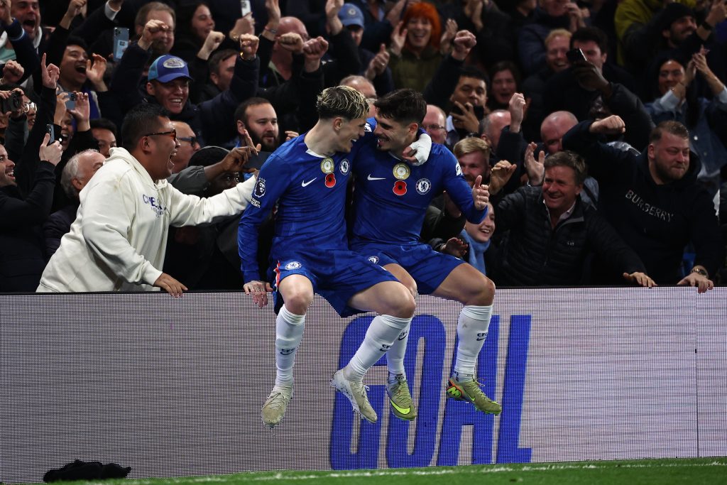 alejandro garnacho sits on the advertising boards with pedro neto chelsea wolves premier league alejandro garnacho sits on the advertising boards with pedro neto chelsea wolves premier league