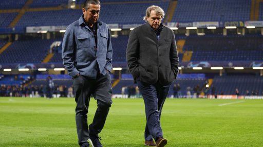Behdad Eghbali, Co-Owner of Chelsea, walks with Todd Boehly, Chairman