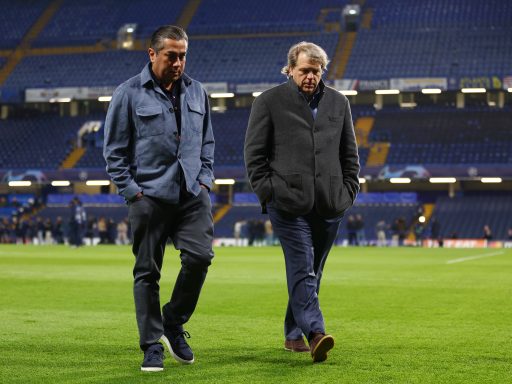 Behdad Eghbali, Co-Owner of Chelsea, walks with Todd Boehly, Chairman
