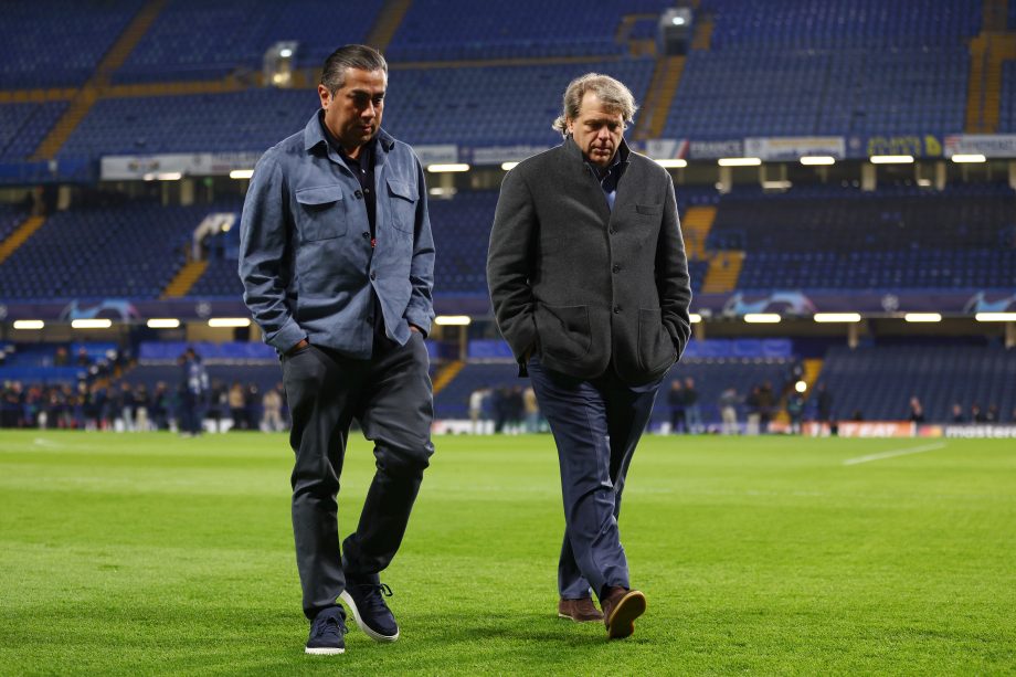 Behdad Eghbali, Co-Owner of Chelsea, walks with Todd Boehly, Chairman