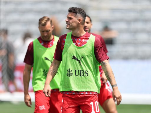 Granit Xhaka in Switzerland training.