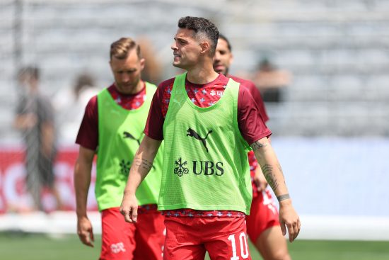 Granit Xhaka in Switzerland training.