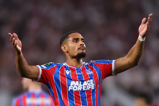 Maxence Lacroix celebrates with Crystal Palace.