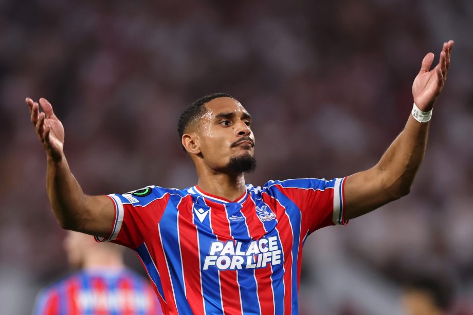 Maxence Lacroix celebrates with Crystal Palace.