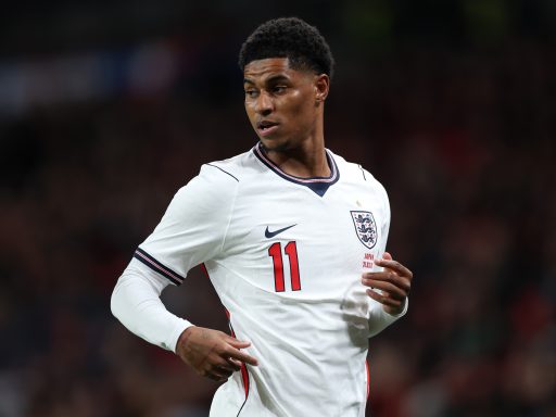 Marcus Rashford playing for England.