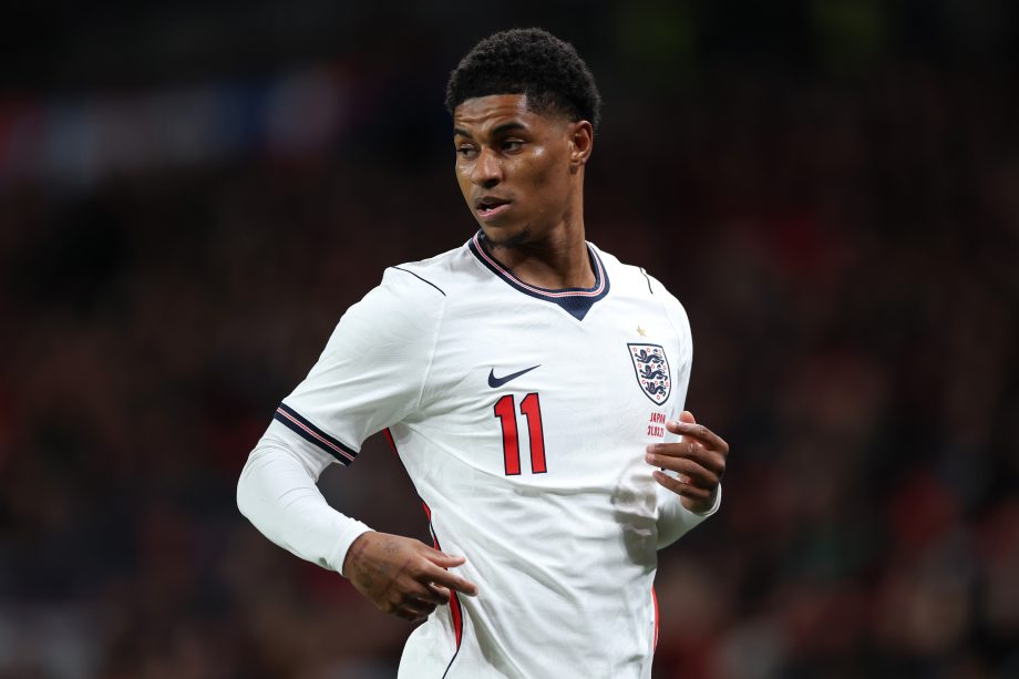 Marcus Rashford playing for England.