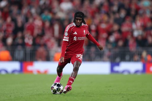 Jeremie Frimpong playing for Liverpool.