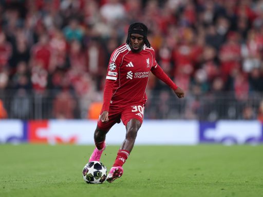 Jeremie Frimpong playing for Liverpool.