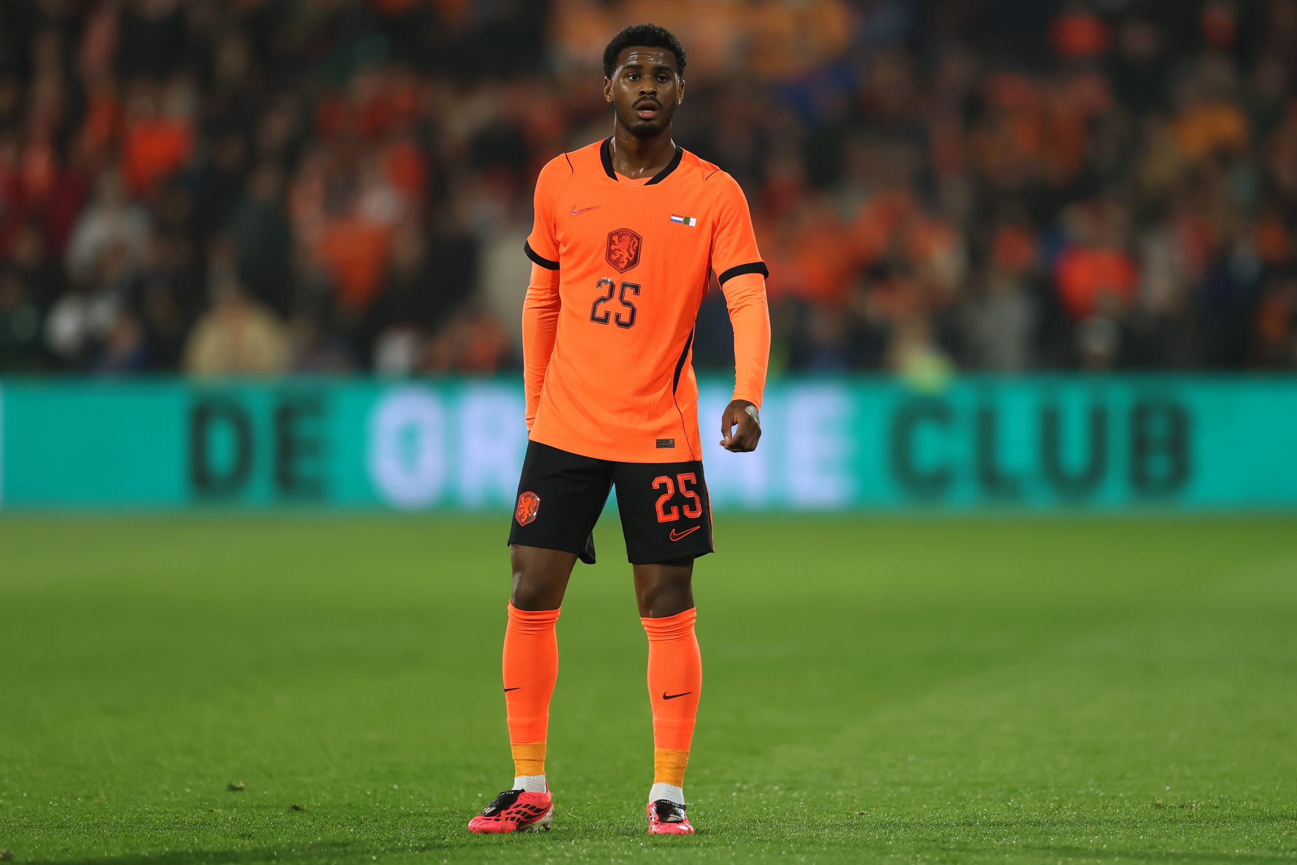 Jorrel Hato playing for the Netherlands.