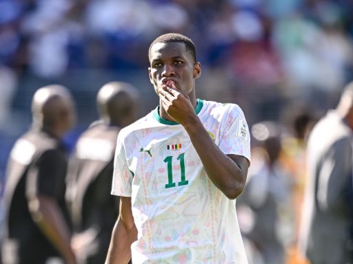 Nicolas Jackson of Senegal looks dejected during the FIFA World Cup 2026