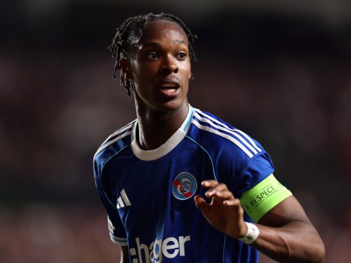 Emmanuel Emegha playing for Strasbourg.