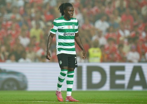 Geovany Quenda playing for Sporting.