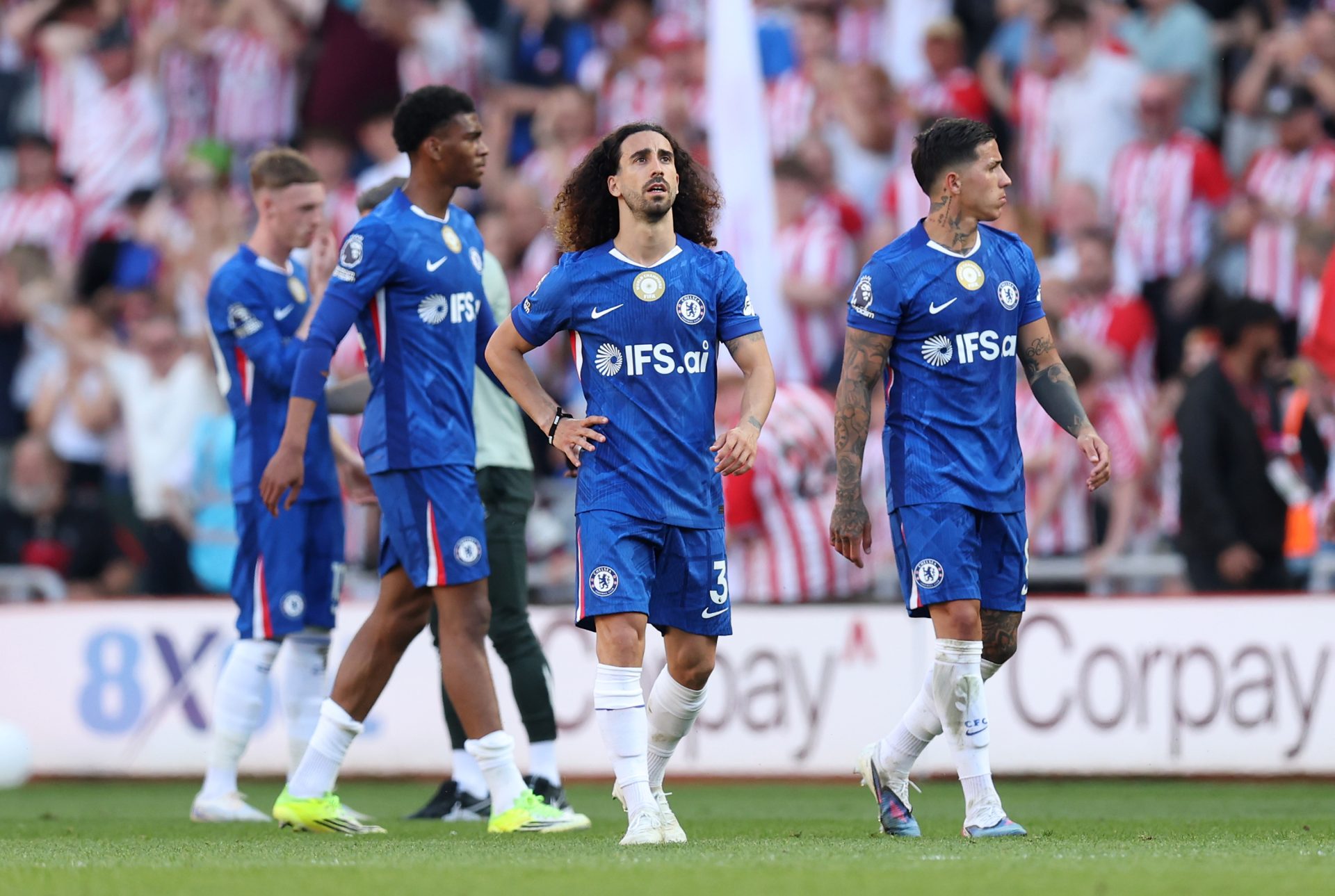 Marc Cucurella of Chelsea looks dejected following the Premier League match between Sunderland and Chelsea