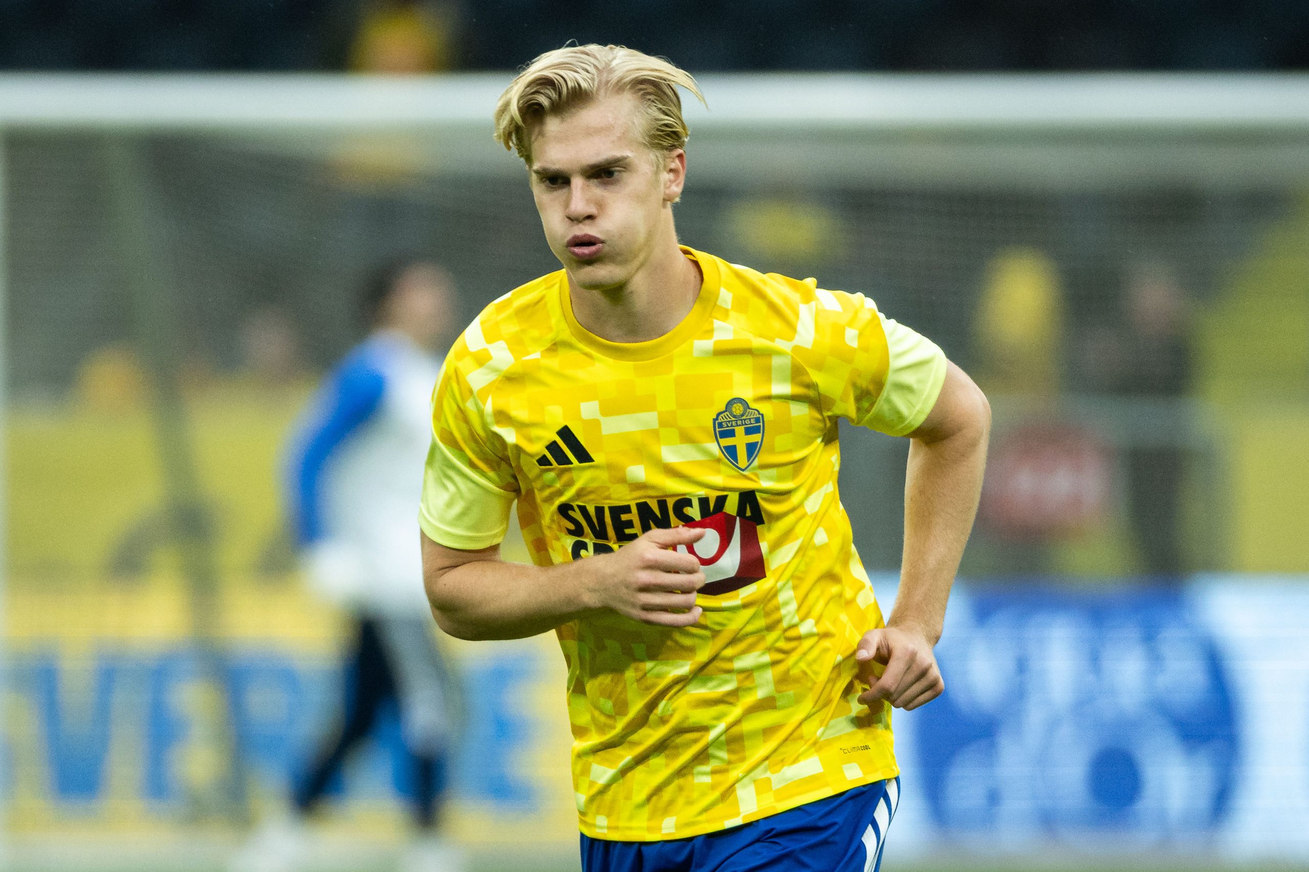 Lucas Bergvall playing for Sweden. (Photo by Michael Campanella/Getty Images) Lucas Bergvall playing for Sweden.