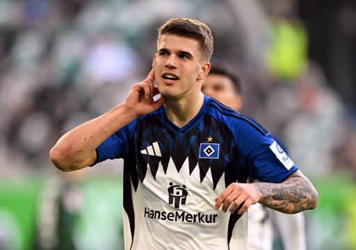 Luka Vuskovic celebrates a goal.