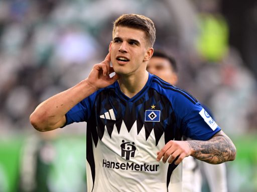Luka Vuskovic celebrates a goal.