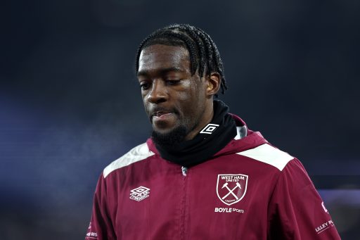 Axel Disasi playing for West Ham.