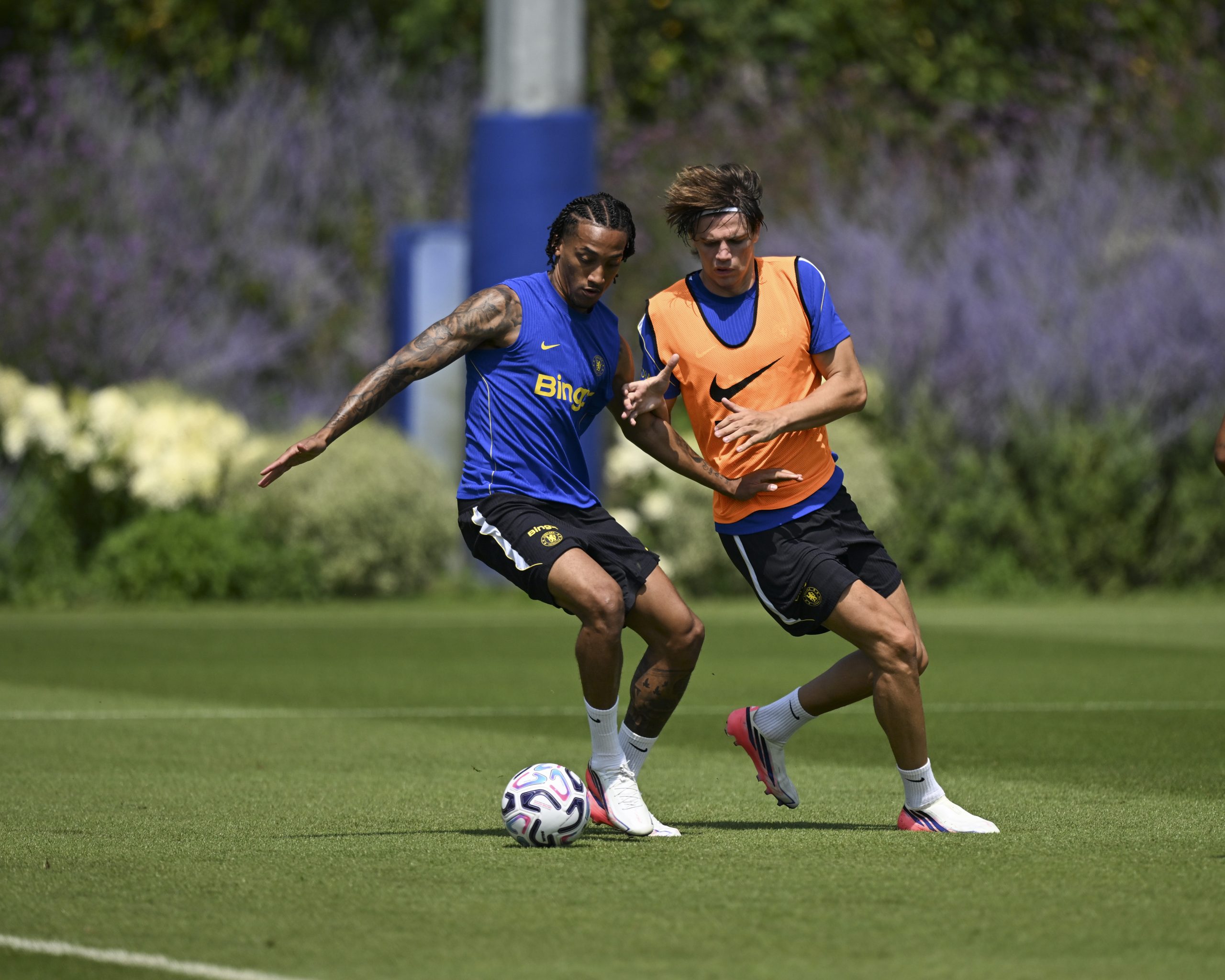 Joao Pedro & Marco Palestra of Chelsea during a training session at Chelsea Training