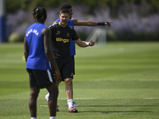 Manager Xabi Alonso of Chelsea during a training session at Chelsea Training Ground