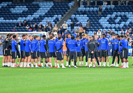 Chelsea players form a huddle during a Chelsea FC Open Training Session at Allianz Stadium in Australlia