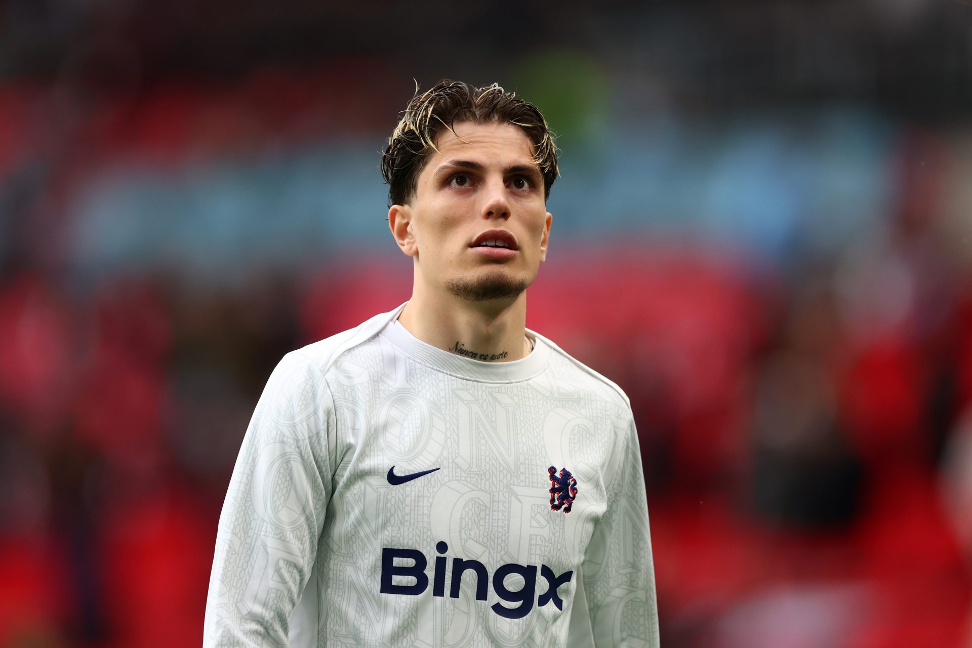 Alejandro Garnacho of Chelsea looks on during the warm up