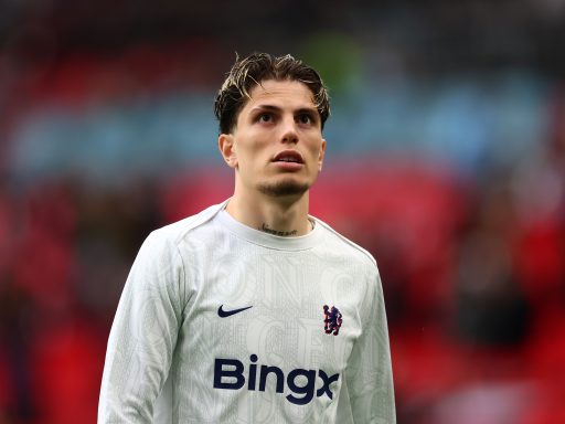 Alejandro Garnacho of Chelsea looks on during the warm up