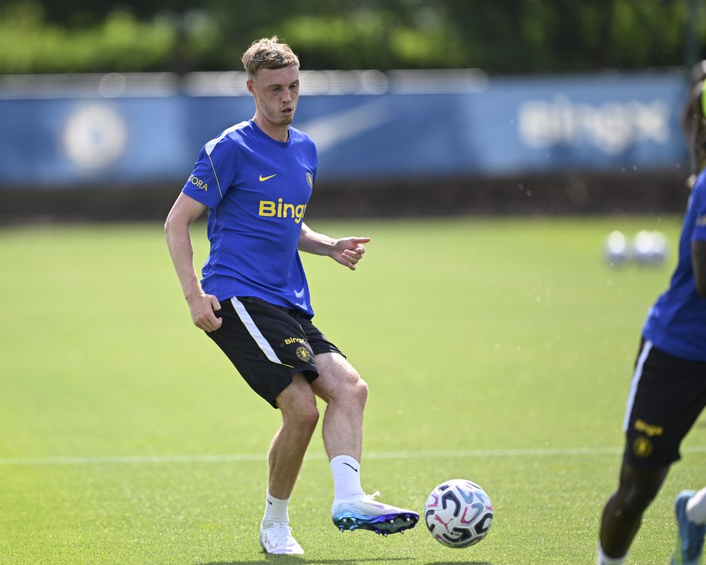 Cole Palmer of Chelsea during a training session at Chelsea Training Ground Cole Palmer of Chelsea during a training session at Chelsea Training Ground