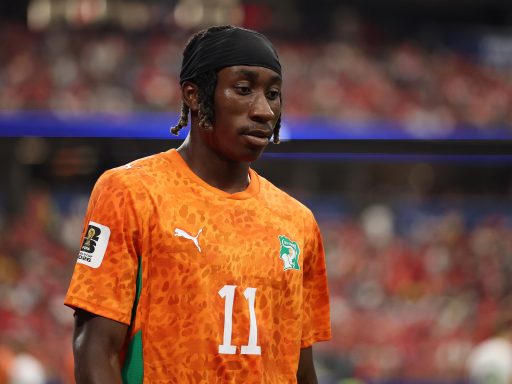 Yan Diomande reacts during the FIFA World Cup 2026