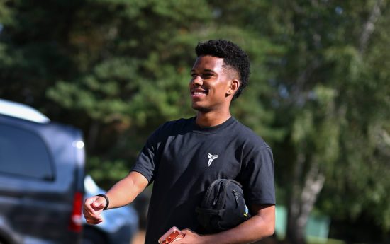 Estevao Willian arrives at Chelsea's Cobham training ground.m