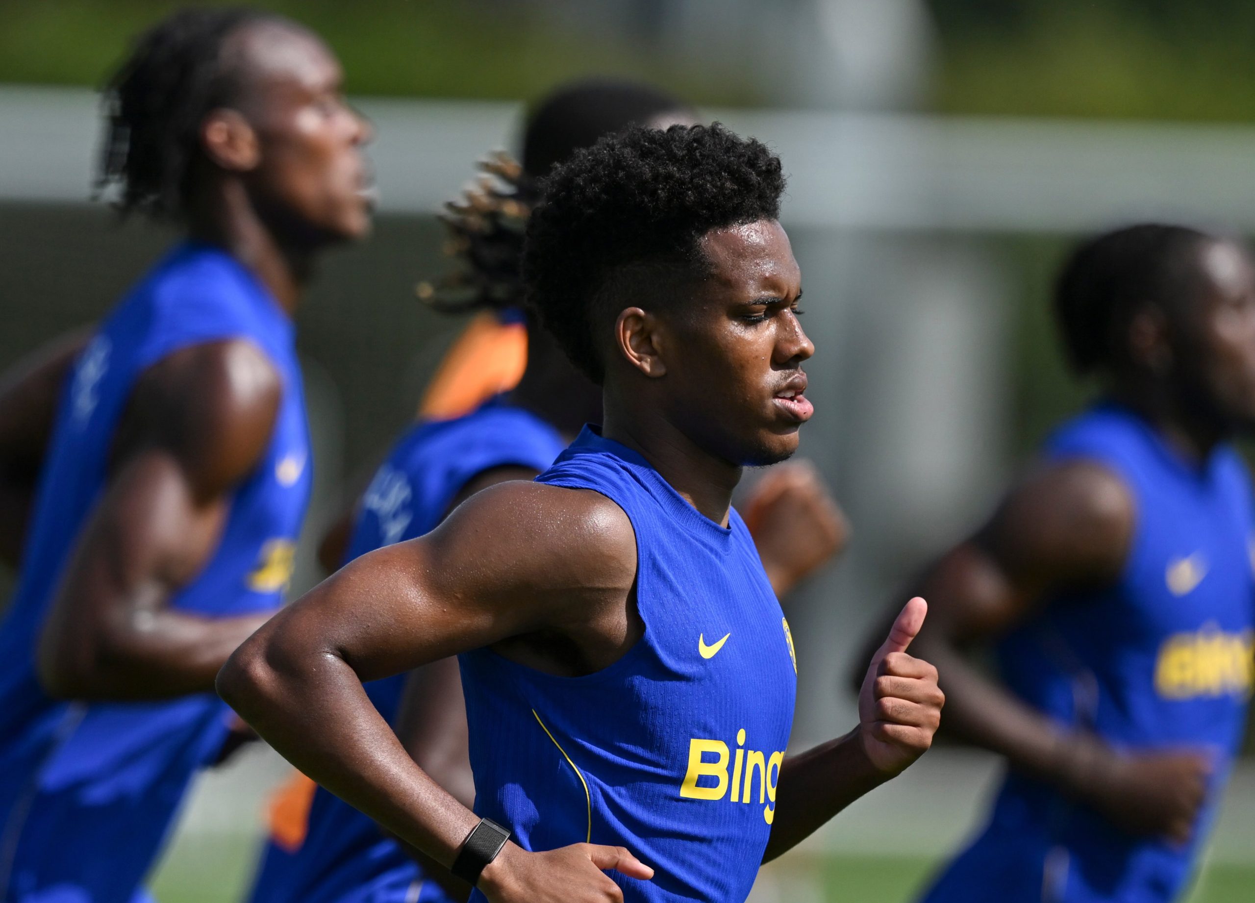 Estevao of Chelsea during a training session at Chelsea Training Ground Estevao of Chelsea during a training session at Chelsea Training Ground