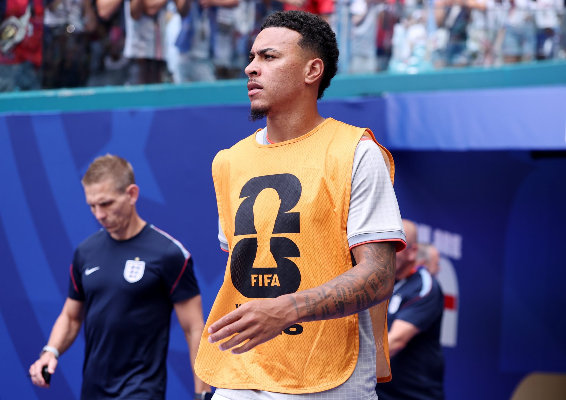 Morgan Rogers of England Chelsea walks out for the warm up before the FIFA World Cup 2026