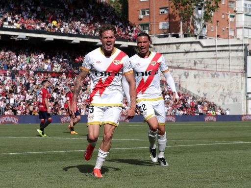 Pep Chavarria of Rayo Vallecano celebrates scoring