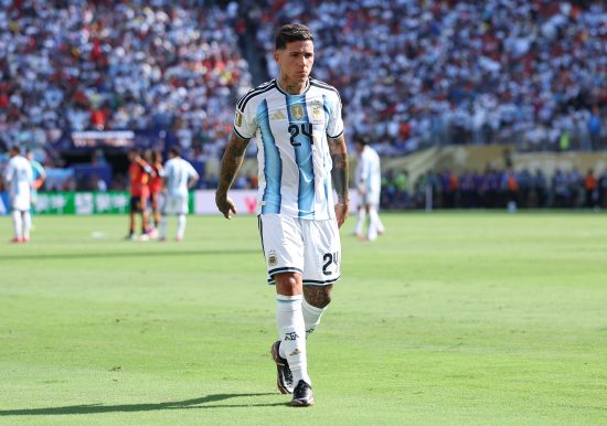 Enzo Fernandez of Argentina reacts as he walks off the pitch
