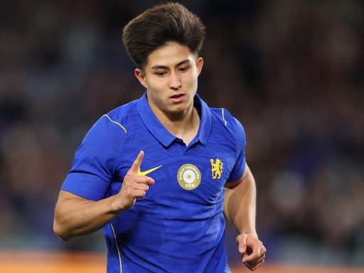 Dastan Satpayev of Chelsea celebrates a goal during the Sydney Super Cup match between Western Sydney Wanderers
