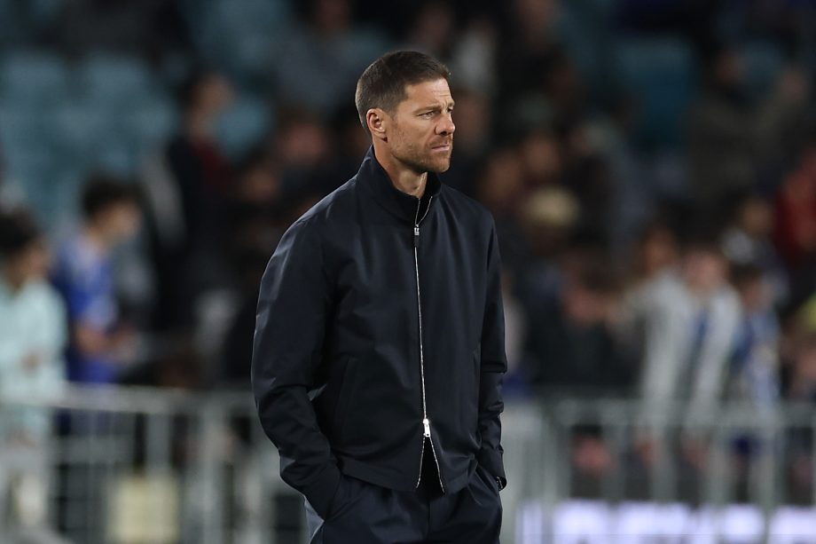 Xabi Alonso, manager of Chelsea FC looks on during the Sydney Super Cup match between Western Sydney Wanderers and Chelsea FC