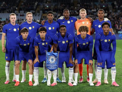 Chelsea FC line up during the Sydney Super Cup match between Western Sydney Wanderers and Chelsea FC