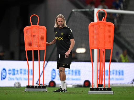 Austin Macphee sets up a training drill