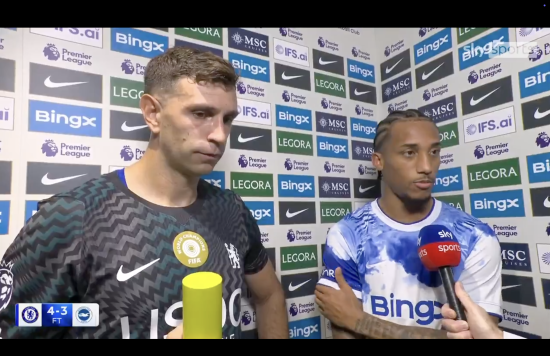 Emi Martinez and Joao Pedro speak after Chelsea's win