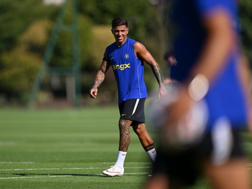Enzo Fernandez in Chelsea training.