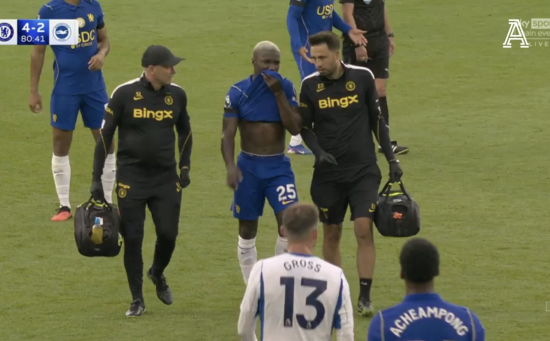 Moises Caicedo in tears as he's taken off