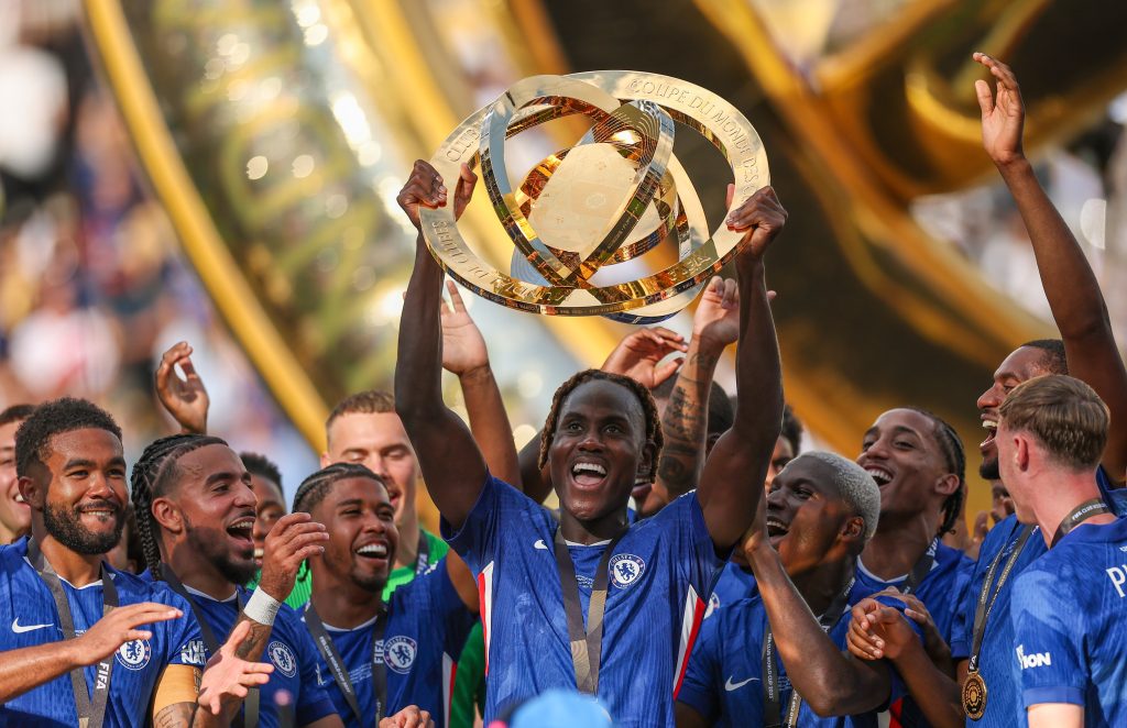 Trevoh Chalobah of Chelsea FC celebrates with the FIFA Club World Cup Trevoh Chalobah of Chelsea FC celebrates with the FIFA Club World Cup