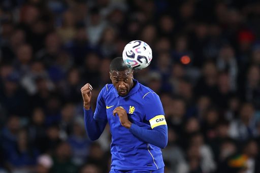 Tosin Adarabioyo of Chelsea FC heads the ball during the Sydney Super Cup match between Western Sydney Wanderers and Chelsea FC