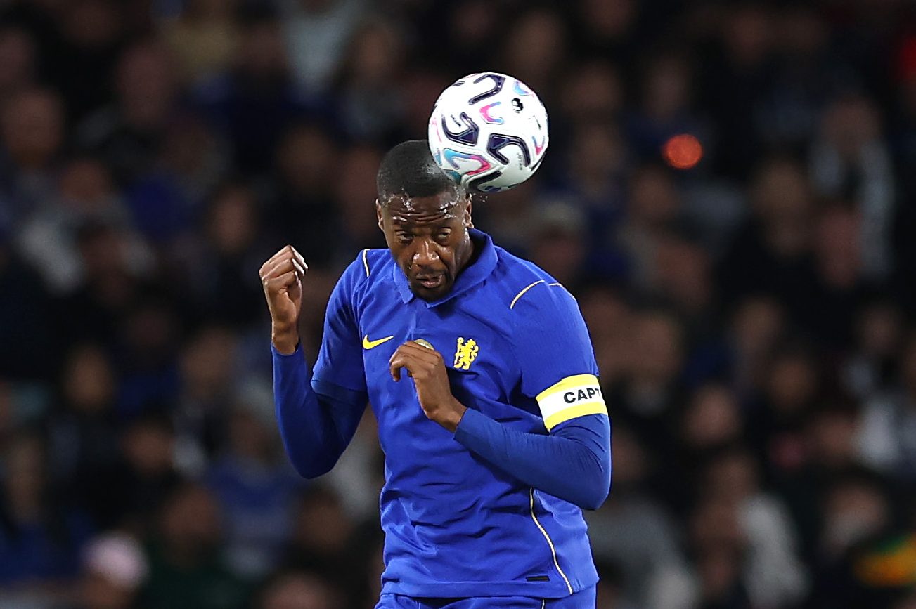 Tosin Adarabioyo of Chelsea FC heads the ball during the Sydney Super Cup match between Western Sydney Wanderers and Chelsea FC