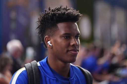 Estevao arrives for Chelsea game