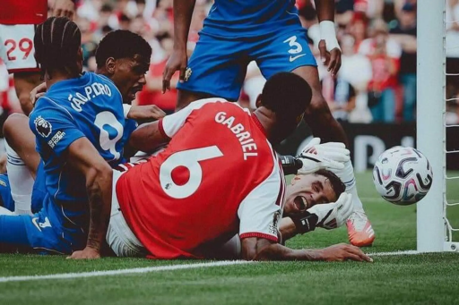 Gabriel kicks Martinez in the face