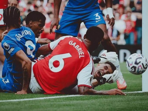 Gabriel kicks Martinez in the face