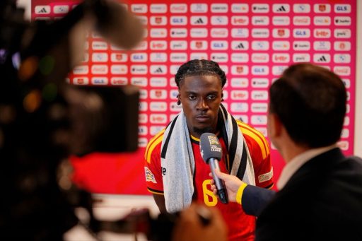 Romeo Lavia speaks to the media